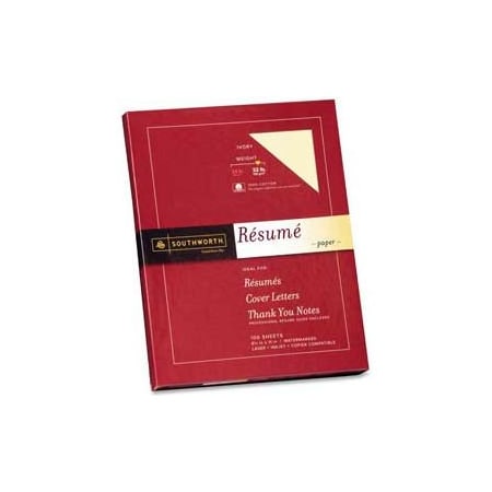 Southworth Company Southworth  Resume Paper, 8-1/2" x 11", 32 lb, Wove, Ivory, 100 Sheets/Pack RD18ICF